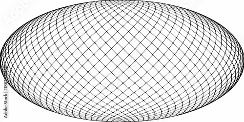 A spherical wireframe structure with a dense regular grid pattern