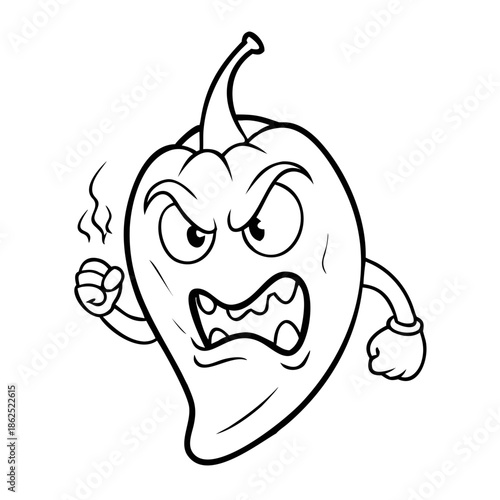 character mascot of a carolina reaper chili cartoon vector isolated clip art illustration get mad, work of hand drawn
