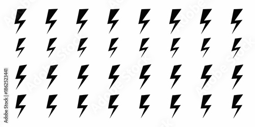 A repeating pattern of black lightning bolt symbols on a white background