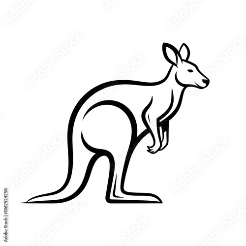 Kangaroo Illustration Simple Line Art Design.