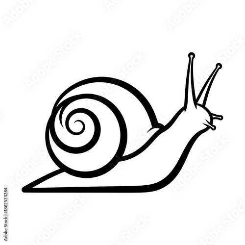 Simple Black Snail Illustration Side View.