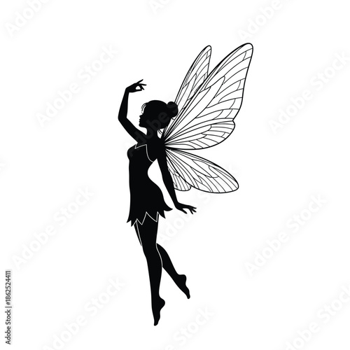 Fairy silhouette with wings vector illustration
