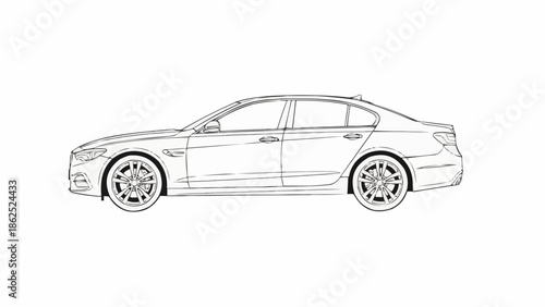 Sleek Sedan Car Outline - A Detailed Automotive Illustration.