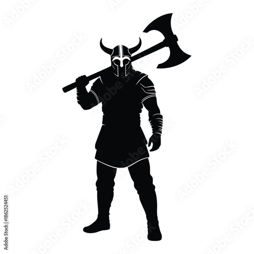 Valkyrie female warrior silhouette with spear and shield