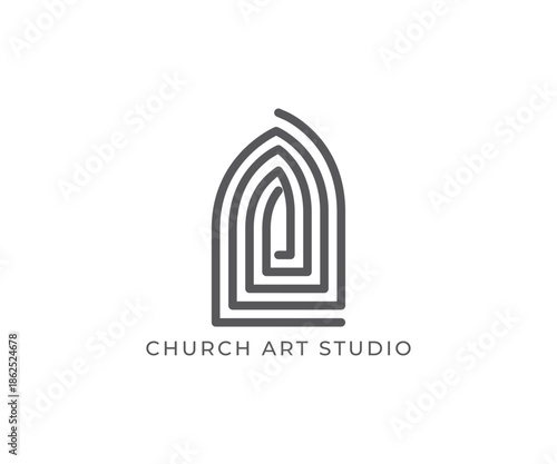 Minimal Church Stained Glass Window Logo Template