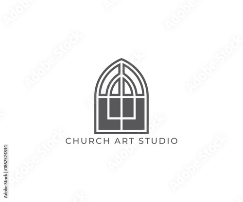 Minimal Church Stained Glass Window Logo Template