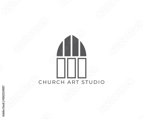 Minimal Church Stained Glass Window Logo Template