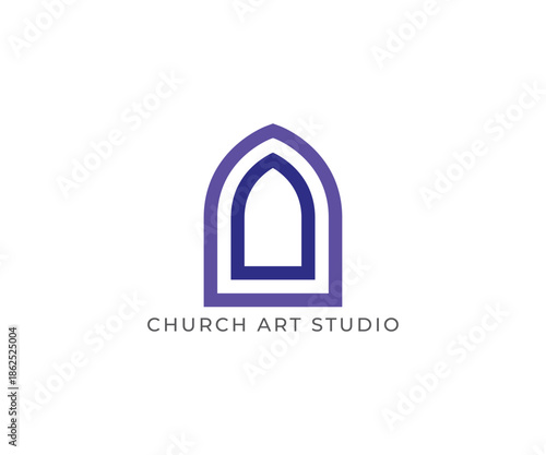 Minimal Church Stained Glass Window Logo Template
