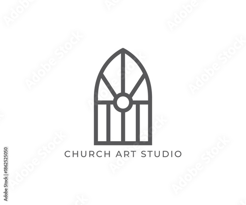 Minimal Church Stained Glass Window Logo Template