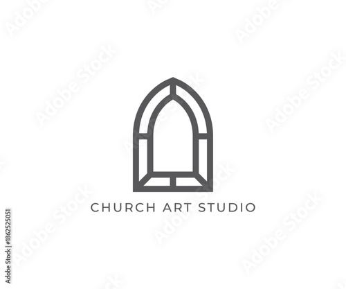 Minimal Church Stained Glass Window Logo Template