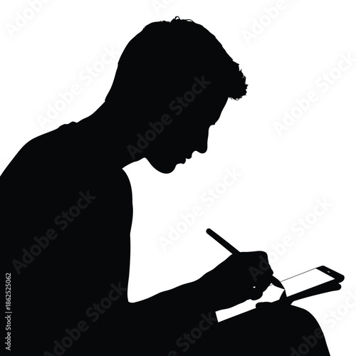 Person drawing on digital tablet with stylus vector