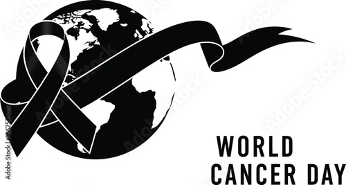 Abstract Awareness Ribbon Stroke with World Map Vector