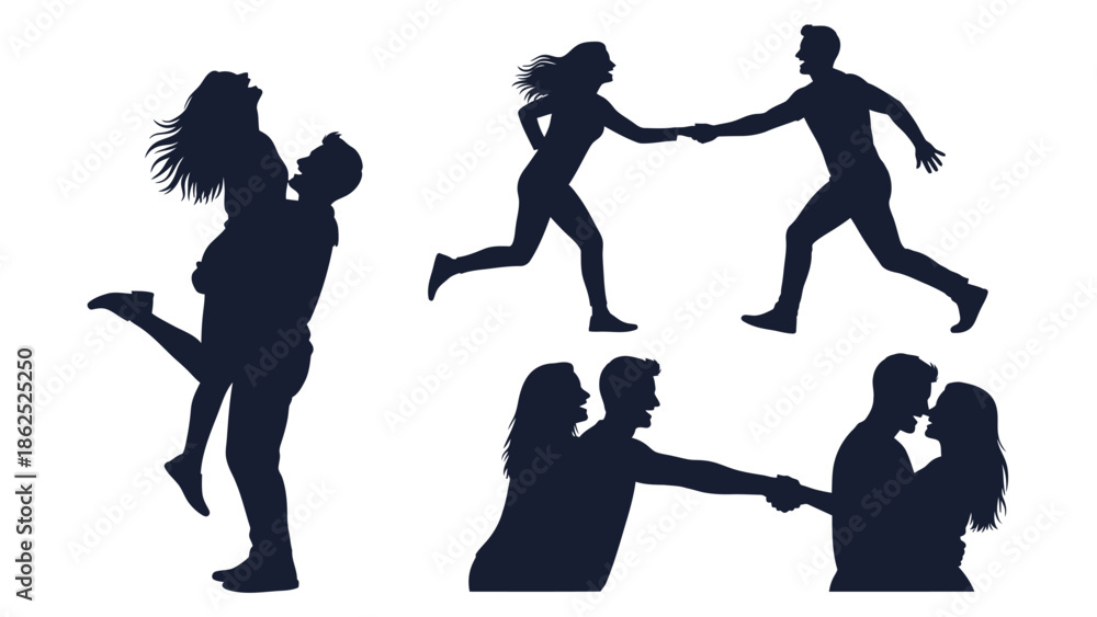 Fototapeta premium Couple silhouettes showing love and affection