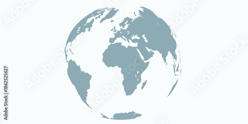 A stylized illustration of the earth showing continents and oceans