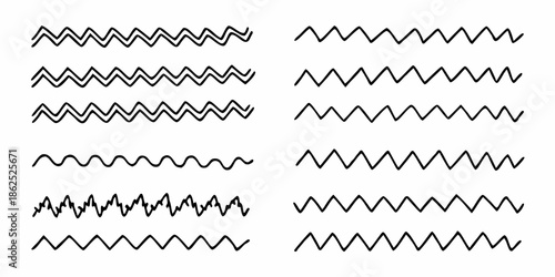 Black and white abstract image displaying various wavy and zigzag lines