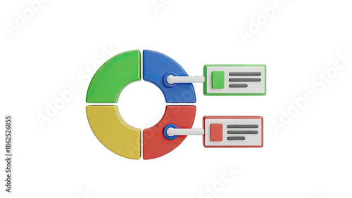 Colorful 3D Pie Chart Segments Connected to Rectangles