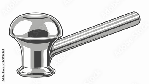 Shiny silver tap handle component illustration.