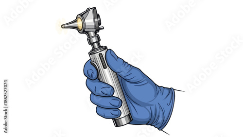 Doctor's hand holding an otoscope for ear examination