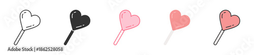 Heart Lollipop Icon Set Multiple Style Collection