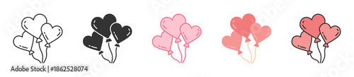 Heart Balloon Icon Set Multiple Style Collection