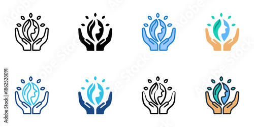 Natural skincare icons set multiple style collection. Editable stroke 
