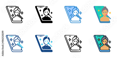 Beauty influencer icons set multiple style collection. Editable stroke 

