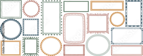  vintage picture frames and decorative border illustrations for gallery wall art and photo displays on transparent background