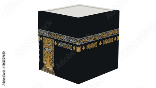Kaaba building, Islamic holy site, Mecca, Saudi Arabia, black cloth with golden embroidery