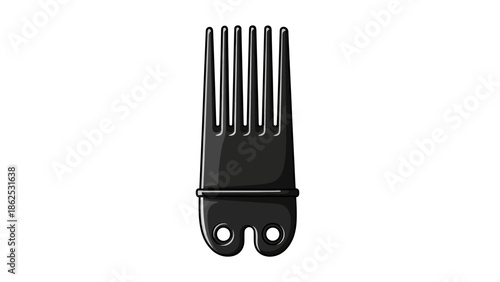 Black afro comb isolated on white background.