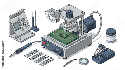 Electronic repair equipment for circuit boards and components.
