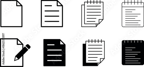 Paper documents icons. Line sumbol. File icon. Folded written paper. Line icon - stock vector.