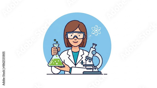 A female scientist conducting an experiment in a laboratory setting with various equipment