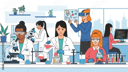 Scientists Conducting Experiments in Modern Laboratory Setting