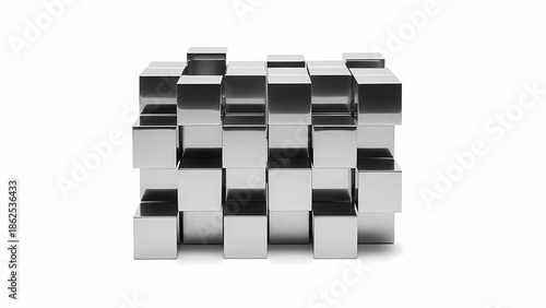 Silver cubes artistically reflect the light beautifully.