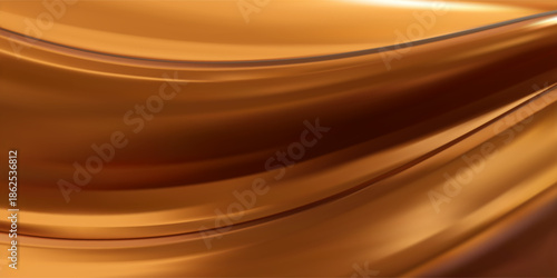 Abstract dark brown gradient background. Minimalistic subtle wavy brown silk texture. 3D vector illustration.