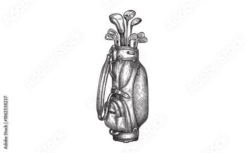 Vintage Leather Golf Bag Illustration