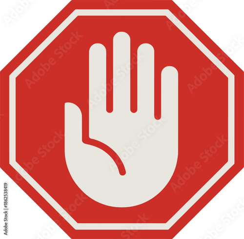 Red Stop Sign with Hand Gesture