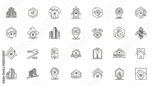 Collection of Minimalist Real Estate and Construction Logo Designs.