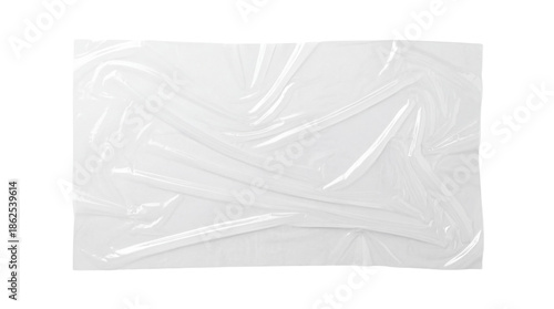 Crumpled Transparent Plastic Wrap Texture Isolated on White Background