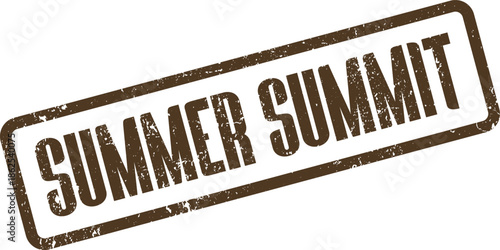 Summer Summit Rubber Stamp Effect Representing an Important Seasonal Business Event
