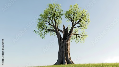 Lonely Tree stands powerfully with bright vibrant light.