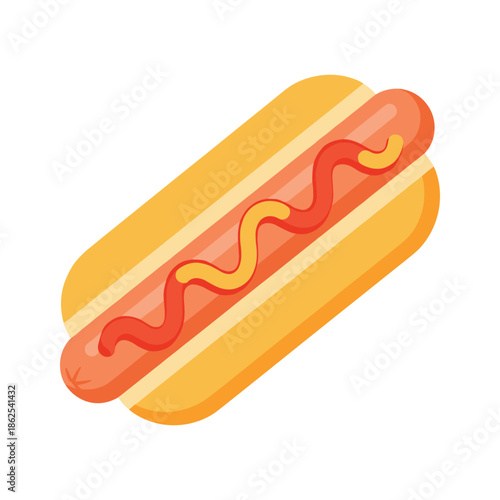 Classic hot dog with ketchup and mustard Vector