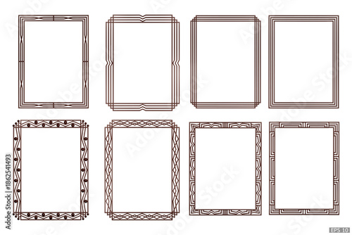 Premium brown wood geometric frames are isolated on white background. Luxury wooden borders for invitations, luxury templates, and decorative patterns. 3D vector illustration.