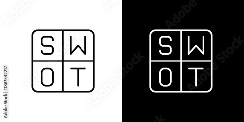 SWOT analysis grid icon vector graphic, business strategy planning symbol for decision making and problem solving