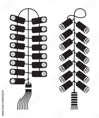 Black Hair Curlers and Rollers on White Background