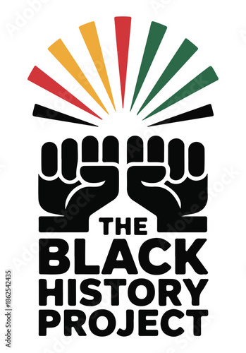Black History Project Logo with Fist and Rainbow Colors