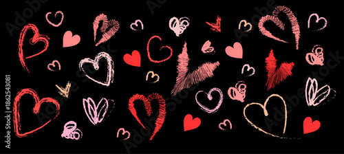 Pattern with colorful hearts.
hand drawn hearts seamless pattern, great for Valentine's Day, Weddings, Mother's Day, textiles, banners, wallpapers, backgrounds.