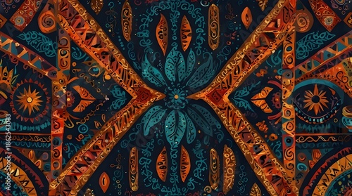 Editable background with ethnic accent shapes