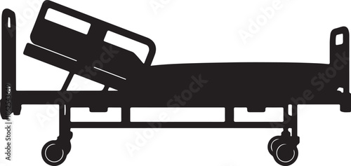 Hospital Bed Silhouette Illustration on White Background
