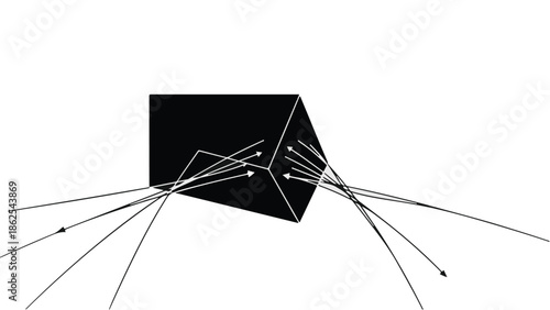 Light rays bending and refracting through a dark prism, illustrating scientific principles.